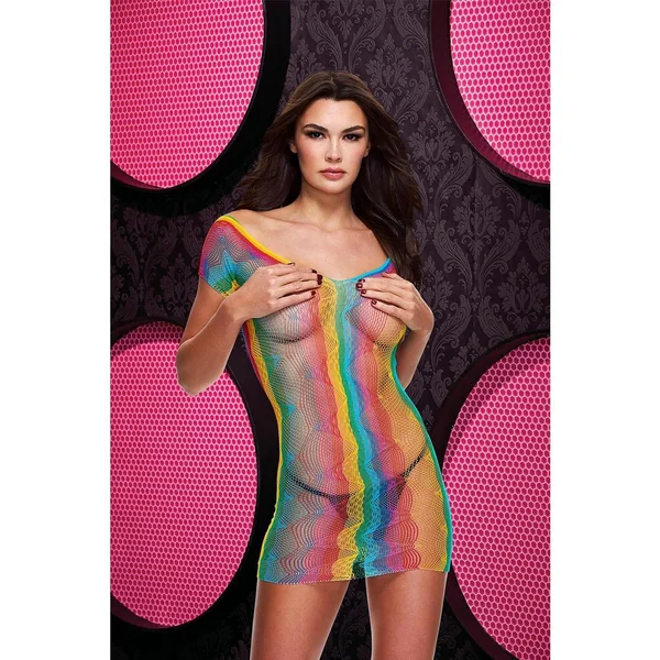 RAINBOW JACQUARD MINI DRESS