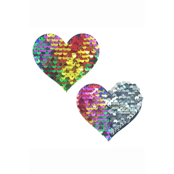 Rainbow Sequin Heart Pasties