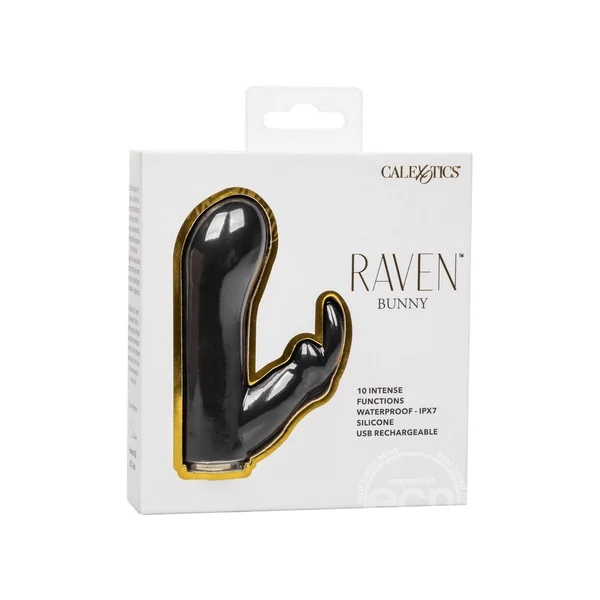 Raven Bunny Rechargeable Silicone Rabbit Vibrator - Black