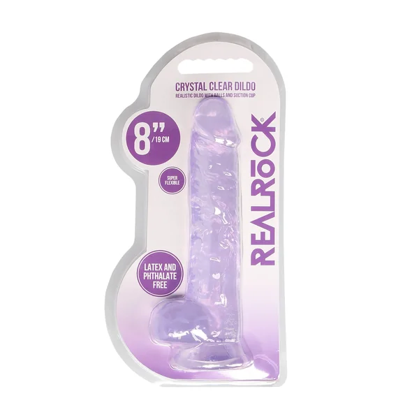Real Rock 8" Realistic Dildo W/ Balls - Purple