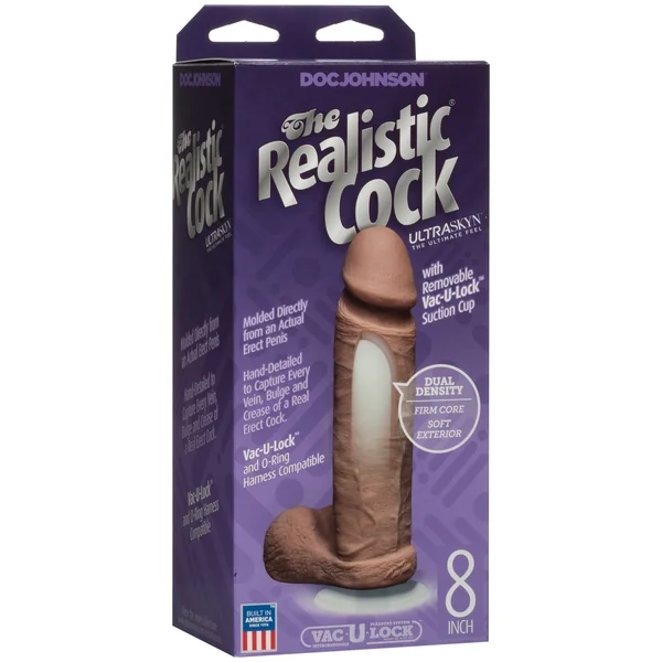 Realistic Cock - Ur3 - Brown - 8"