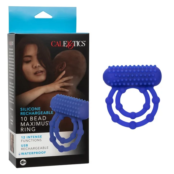 Rechargeable 10-Beaded Silicone Maximus Vibrating Ring