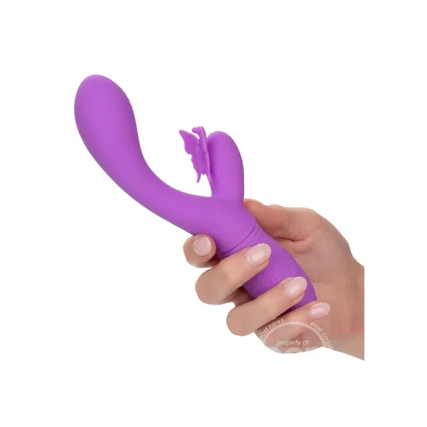 Rechargeable Butterfly Kiss Flutter Silicone Rabbit Vibrator - Purple