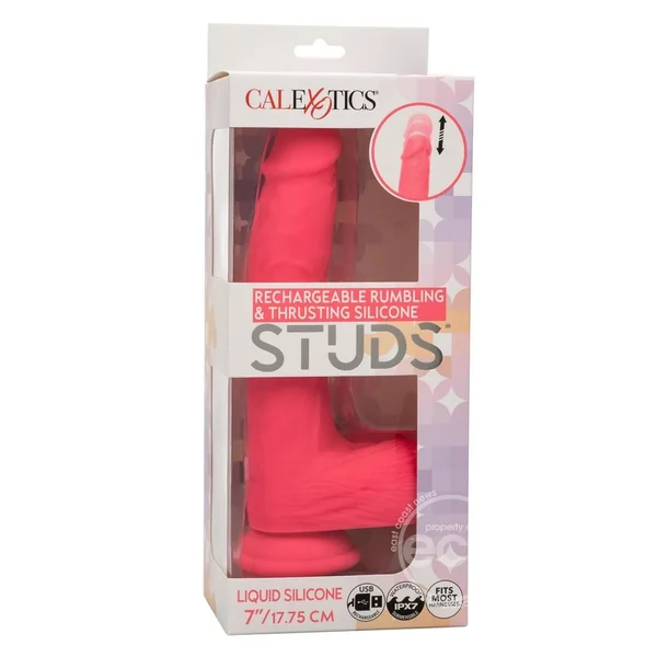 Rechargeable Rumbling & Thrusting Silicone Studs - Pink