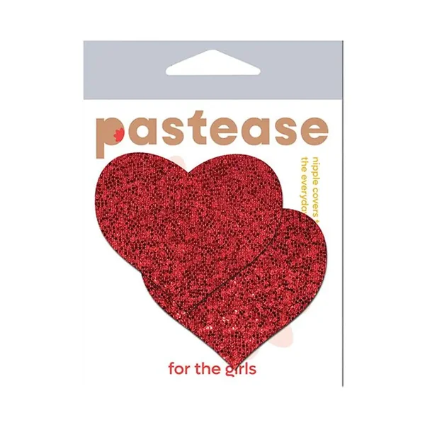 Red Glitter Heart Nipple Pasties