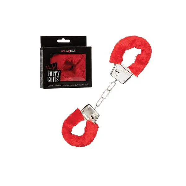 Red Soft Faux Fur Handcuffs