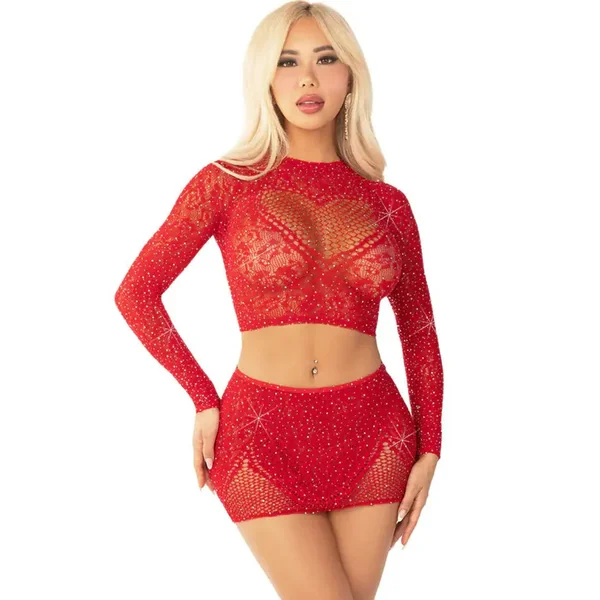 Red Wildest Dreams Crop Top and Skirt Set