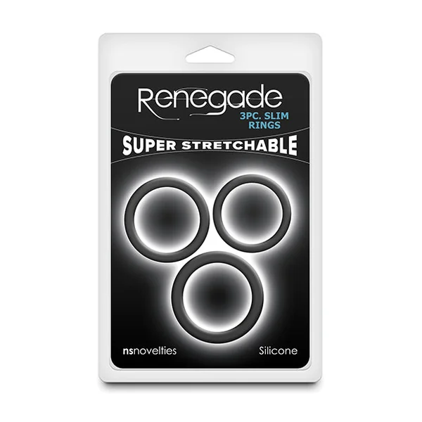 Renegade Slim Cock Rings - Black, 3 pc Set