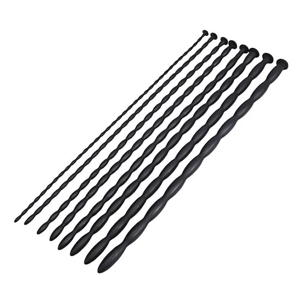 Ribbed Silicone Urethral Sounding Set - 8 Pcs