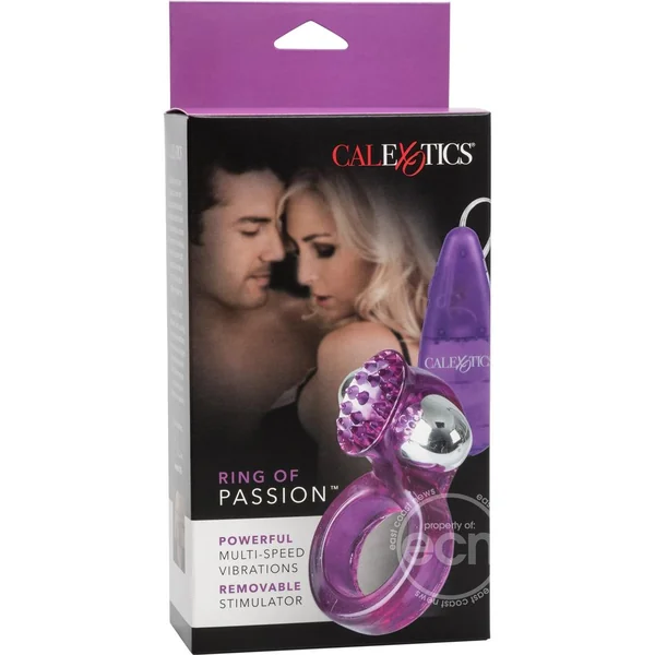 Ring Of Passion Vibrating Cock Ring with Clitoral Stimulation - Purple