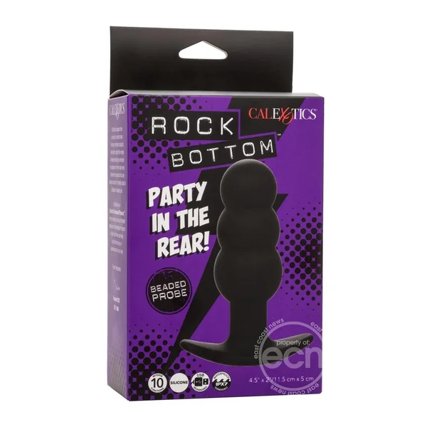 Rock Bottom Beaded Rechargeable Silicone Probe - Black