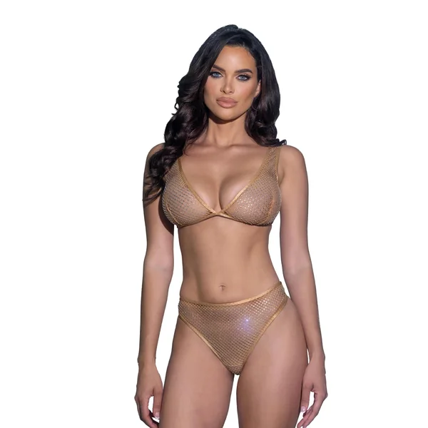Roma Think Sparkle Rhinestone Bralette 2PC Set - Nude