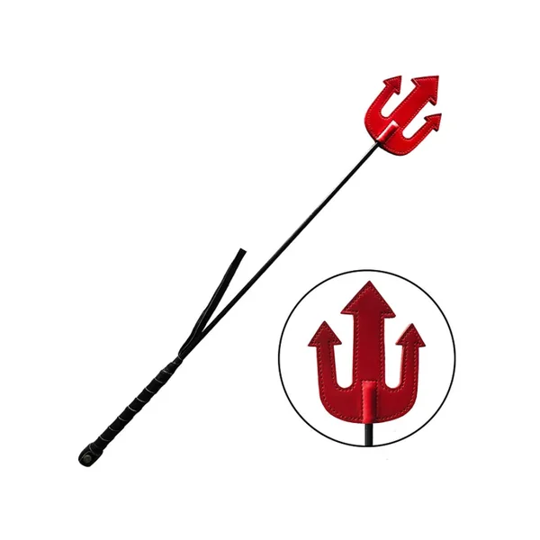 Rouge Leather Trident Riding Crop