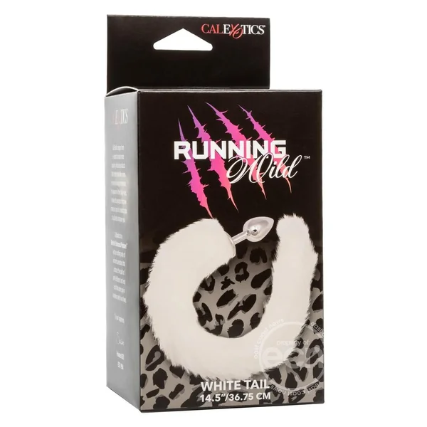 Running Wild Faux Fur Tail and Metallic Anal Plug - White