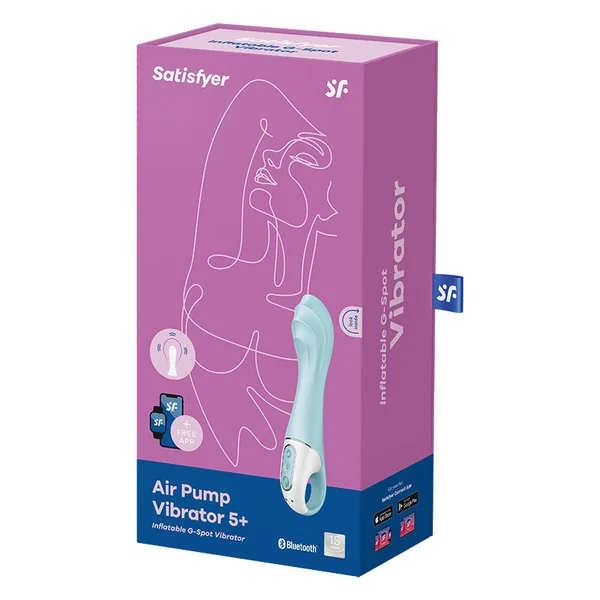 Satisfyer Air Pump Vibrator 5+ Light Blue Inflatable Vibrator
