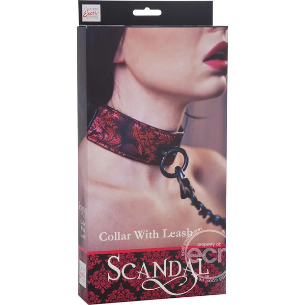 Scandal Collar with Leash - Red/Black