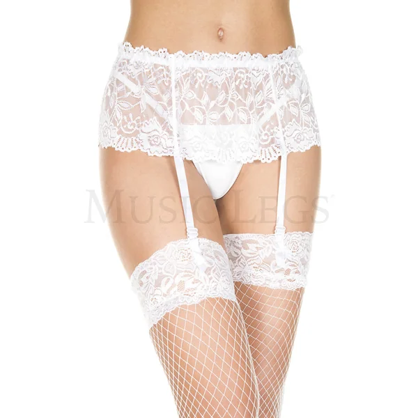 SCRUNCH LACE GARTERBELT - WHITE
