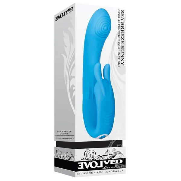 Sea Breeze Bunny Rechargeable Silicone G-Spot Rabbit Vibrator - Blue