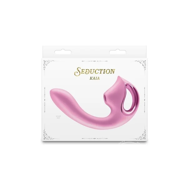 Seduction Kaia Rechargeable Silicone Dual Vibrator with Air Pulse Clitoral Stimulator - Pink
