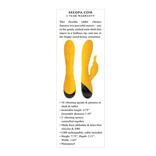 Selopa Buzzz Bunny Rabbit Vibrator - Yellow/Black
