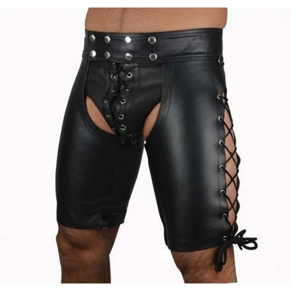 Sexy lingerie men’s patent leather men’s tights wild leather shorts