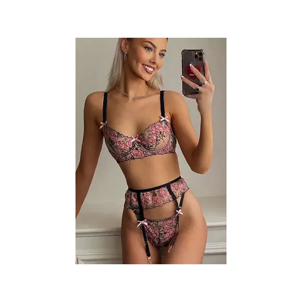 Sheerly There Floral Bra Set