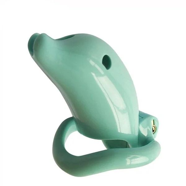 SHET Plastic Male Chastity Devices Cock Cage For Men Breathable Penis Ring with 4size ring Cock Lock Dolphin Shape Sex Products
