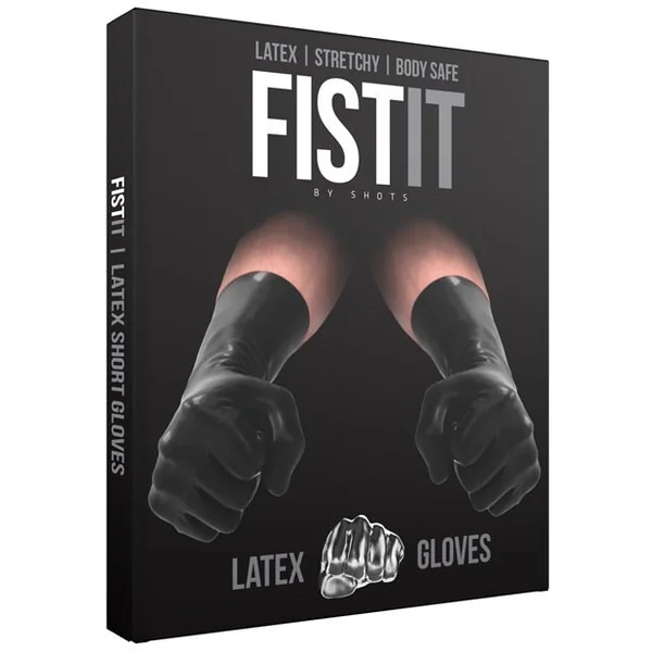 Shots Fist It Latex Short Gloves - Black
