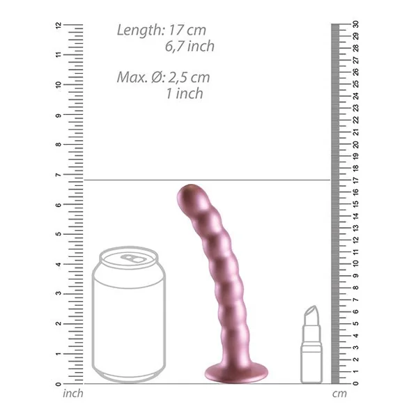 Shots Ouch 6.5" Beaded G-Spot Dildo - Rose Gold