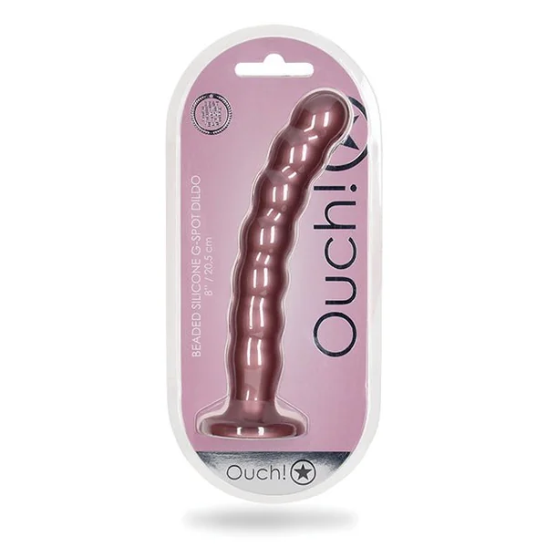 Shots Ouch 8" Beaded G-Spot Dildo - Rose Gold