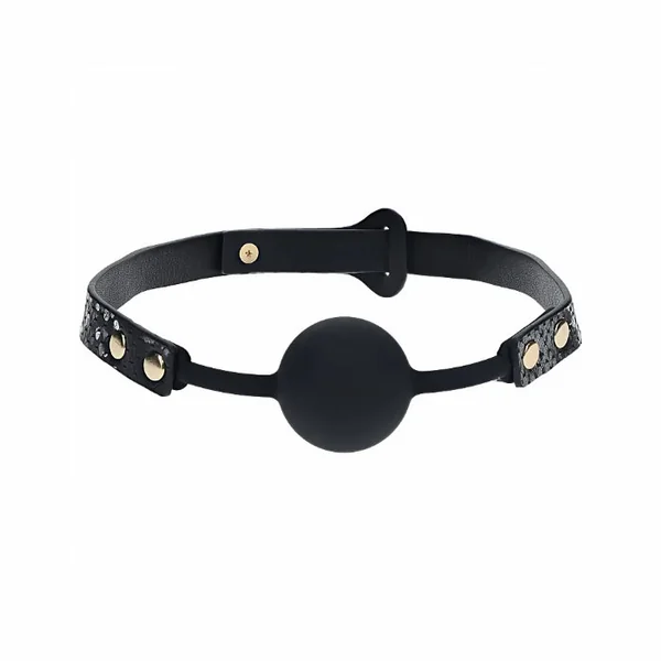 Shots Ouch! Florence Collection Bonded Leather Adjustable Breathable Silicone Ball Gag