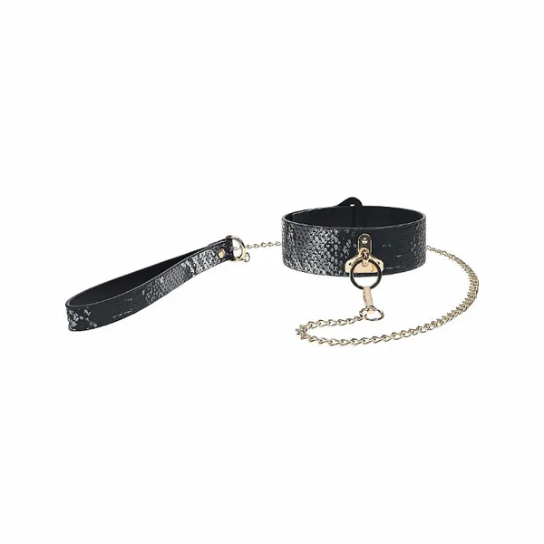 Shots Ouch! Florence Collection Bonded Leather Adjustable Collar with Removable Leash