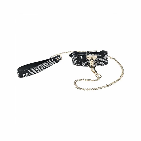 Shots Ouch! NY Collection Bonded Leather Collar with Detachable Leash
