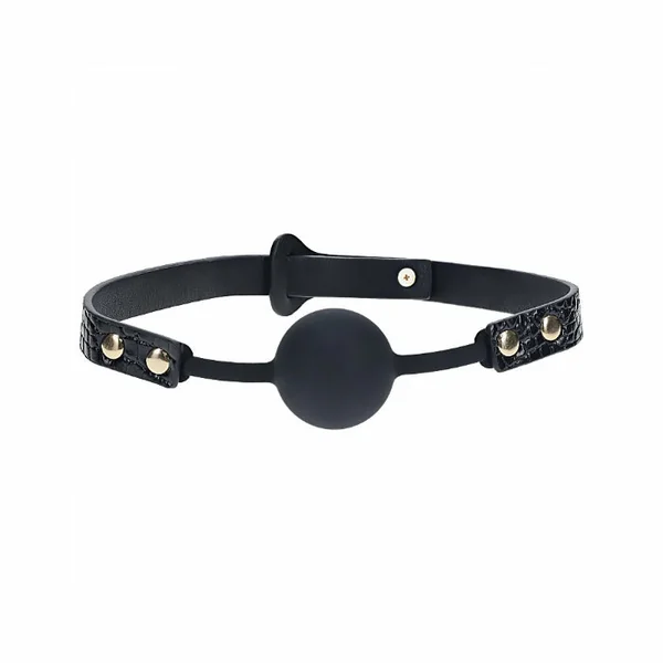 Shots Ouch! Rome Collection Bonded Leather Breathable Silicone Ball Gag