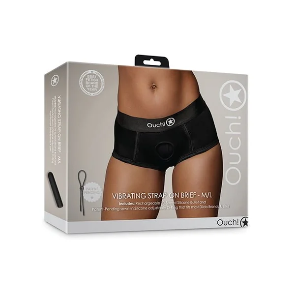 Shots Ouch Vibrating Strap On Brief - Black M/L