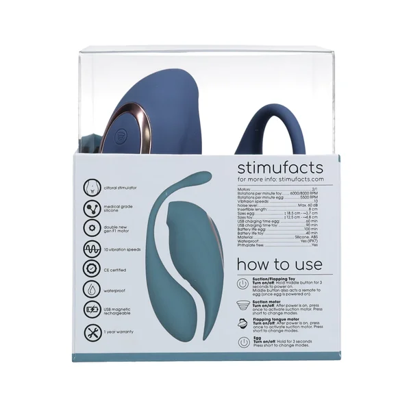 Shots Twitch 2 Vibrator w/Remote Control Vibrating Egg - Blue Grey