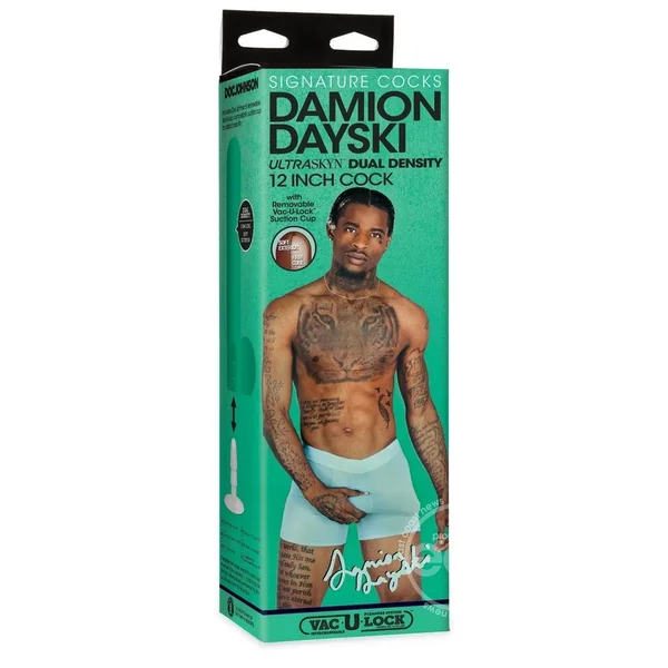 Signature Cocks Ultraskyn Damion Dayski Dildo with Removable Suction Cup 12in - Chocolate