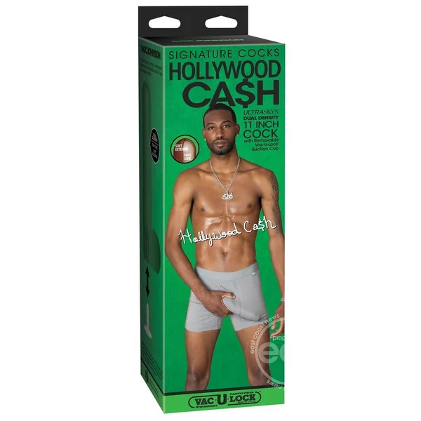 Signature Cocks Ultraskyn Hollywood Cash Dildo with Removable Suction Cup 11in - Chocolate