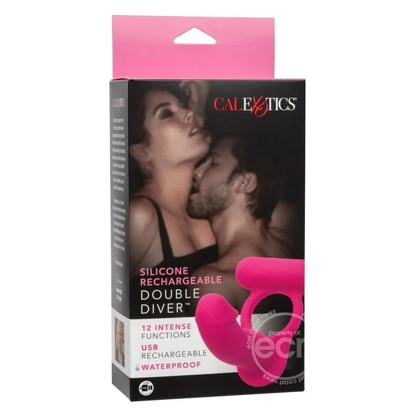 Silicone Rechargeable Double Diver Couples Ring - Pink