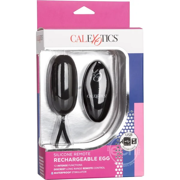 Silicone Rechargeable Egg with Remote Control - Black