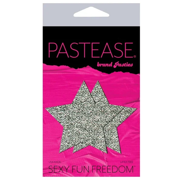 Silver Glitter Star Nipple Pasties