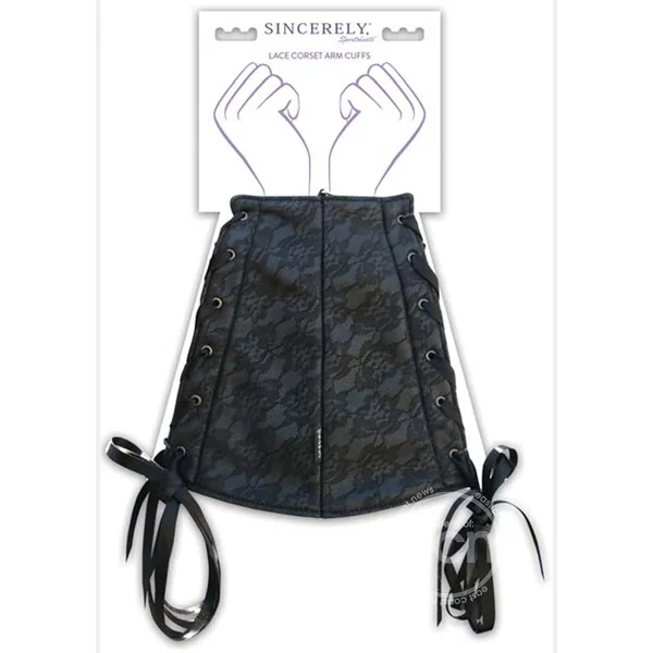 Sincerely Lace Corset Arm Cuffs - Black