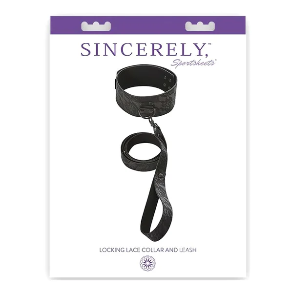 Sincerely Locking Lace Collar and Leash - Black