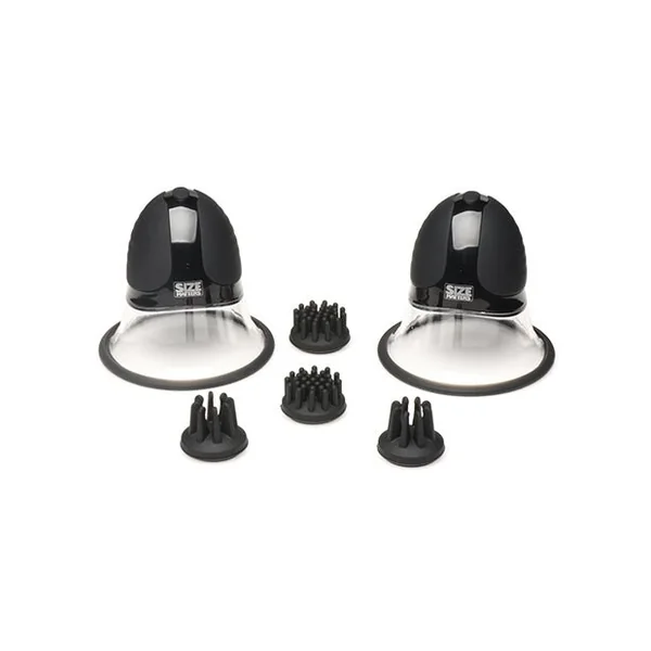 Size Matters 10X Rotating Silicone Nipple Suckers w/ 4 Attachments - Black