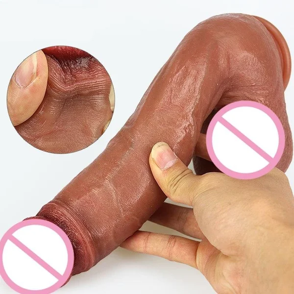 Skin Feeling Realistic Penis Soft Sexy Huge Dildo Female Masturbator Double-layer Silicone Suction Cup Dildos for Women Big Dick