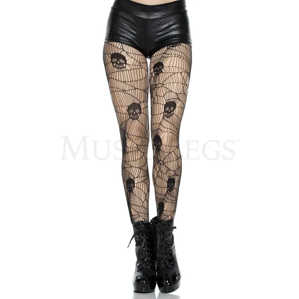 Skull pattern multi strand net pantyhose