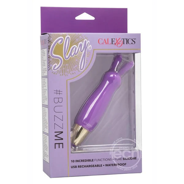 Slay #BuzzMe Rechargeable Silicone Rabbit Ears Bullet - Purple