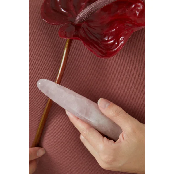 Slim Rose Quartz Crystal Dildo