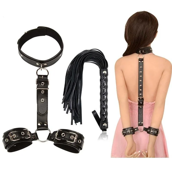 SMLOVE Erotic Sex Toys For Couples Woman Sexy BDSM Bondage Handcuffs Neck Collar Whip For Adult Toys Slave Sex Accessories