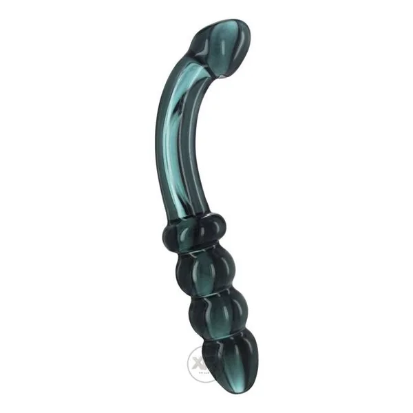 Smoky Jade Curved Glass Dildo